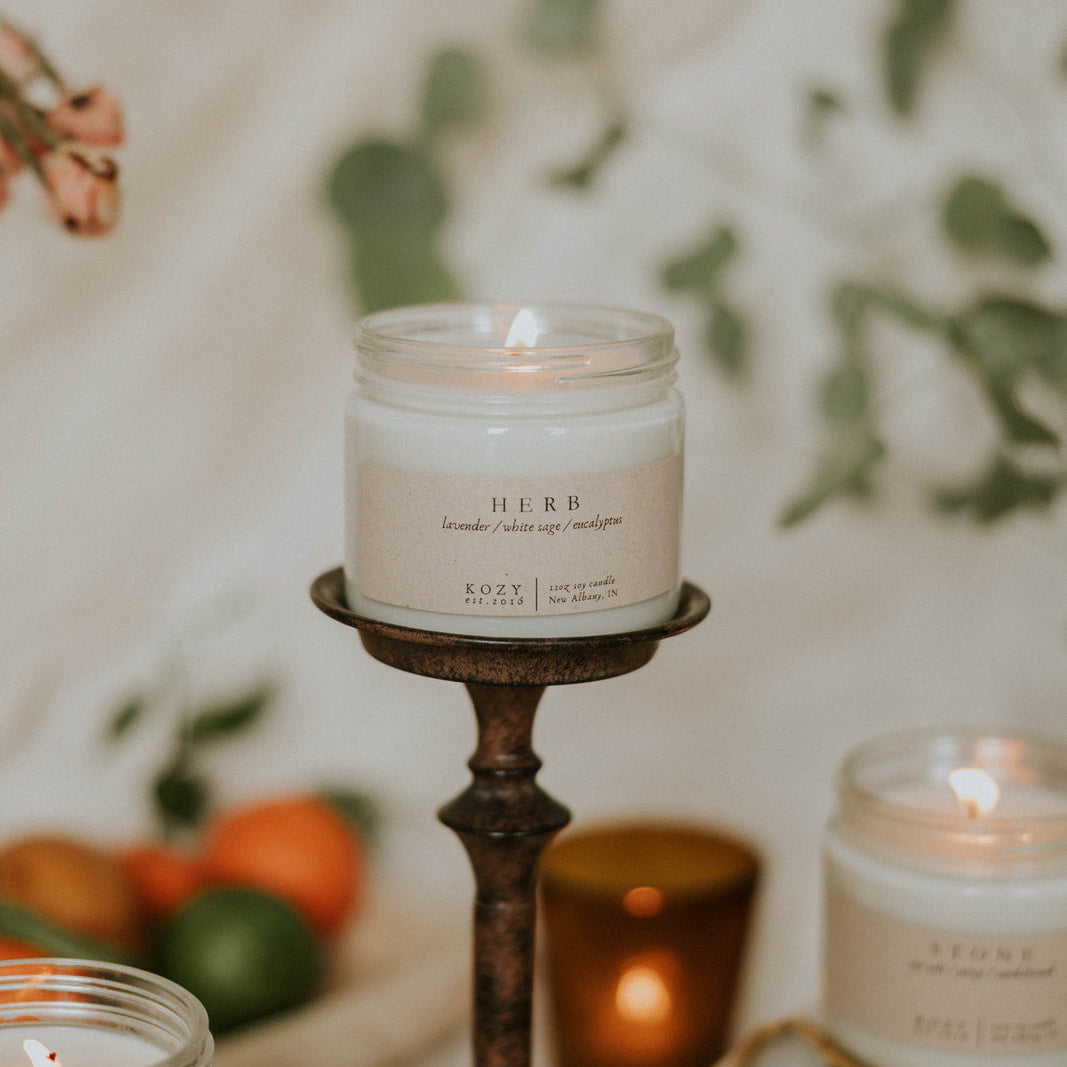 'Herb' Scented candle staged